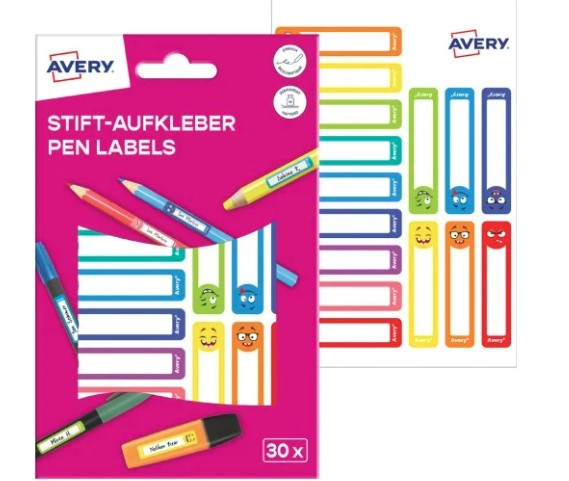 Naklejki na przybory do pisania 50x10 30szt buźki RESMI30S Avery